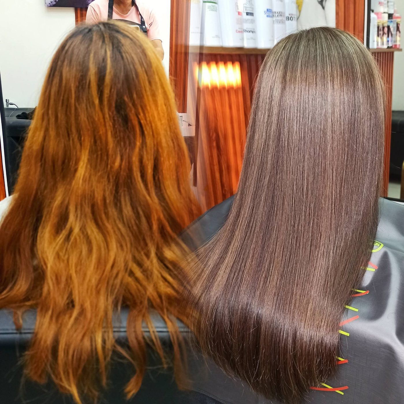 Before and after — Ash brown hair color