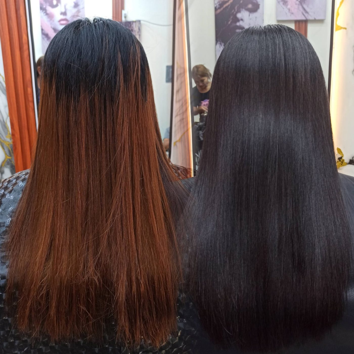 Before and after — Dark hair color